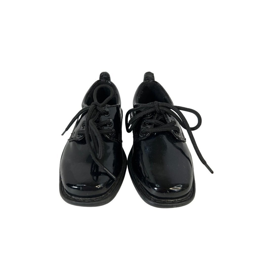 Tip Top Boys Black Tuxedo Paton Leather Square Toe Lace up Shoe Size 5